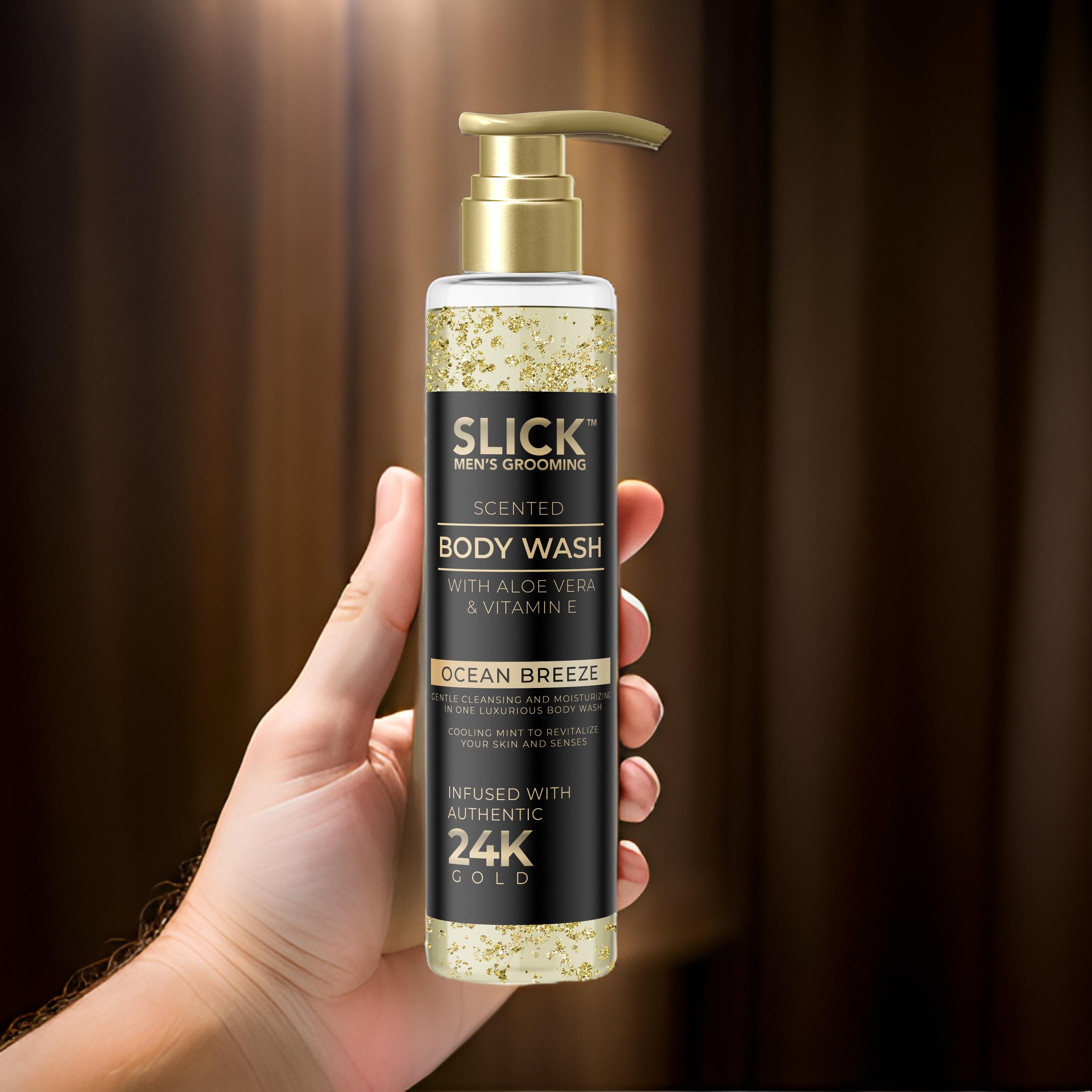 2 in 1 body and face wash with 24k gold and fragrance